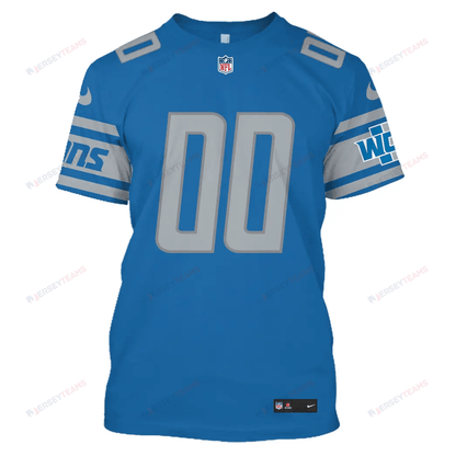 Detroit Lions Custom Name Number All Over Print T-shirt - Blue