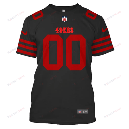 San Francisco 49ers Custom Name Number All Over Print T-shirt - Black
