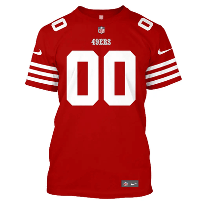 San Francisco 49ers Custom Name Number All Over Print T-shirt - Scarlet