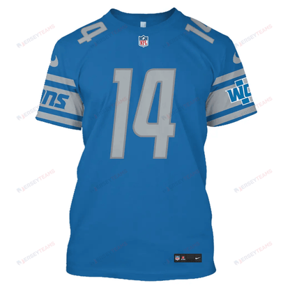 Amon-Ra St. Brown 14 Detroit Lions All Over Print T-shirt - Blue