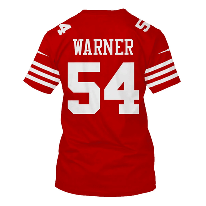 Fred Warner 54 San Francisco 49ers All Over Print T-shirt - Scarlet