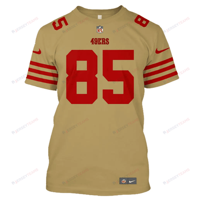 George Kittle 85 San Francisco 49ers All Over Print T-shirt - Gold