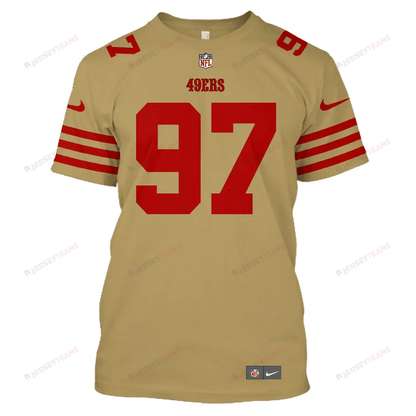 Nick Bosa 97 San Francisco 49ers All Over Print T-shirt - Gold