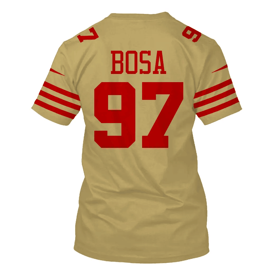Nick Bosa 97 San Francisco 49ers All Over Print T-shirt - Gold