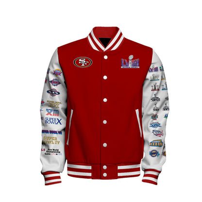 San Francisco 49ers Super Bowl LVIII Baseball Jacket - Red - All-Over-Printed Jacket