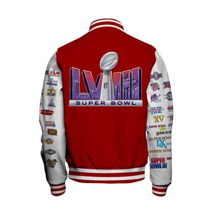 San Francisco 49ers Super Bowl LVIII Baseball Jacket - Red - All-Over-Printed Jacket