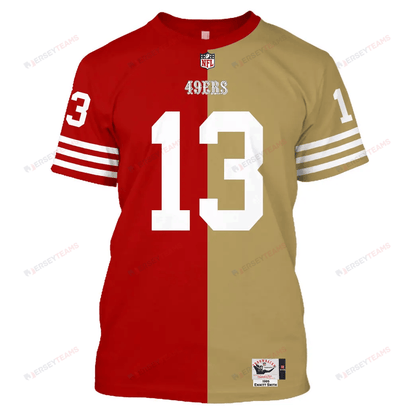 Brock Purdy 13 San Francisco 49ers All Over Print T-shirt - Gold/ Scarlet