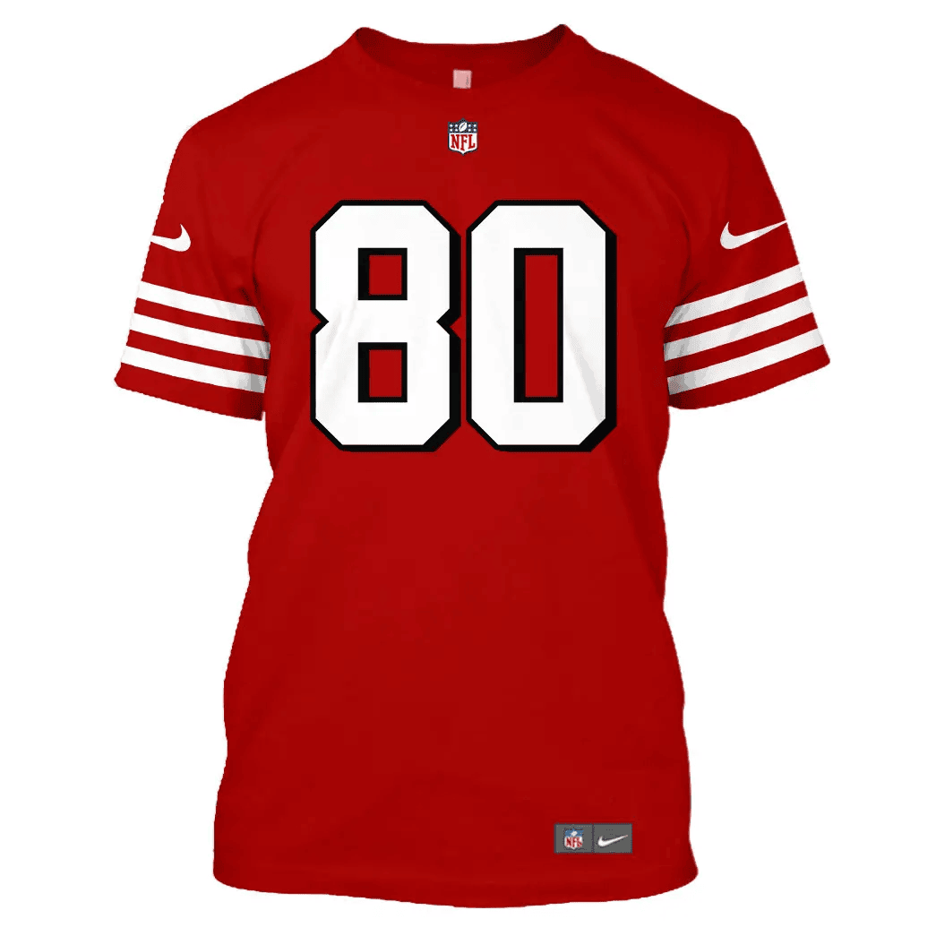 Jerry Rice 9 San Francisco 49ers All Over Print T-shirt - Scarlet