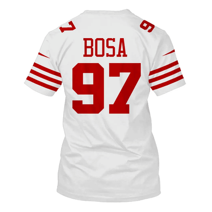 Nick Bosa 97 San Francisco 49ers All Over Print T-shirt - White
