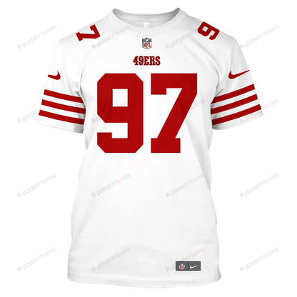 Nick Bosa 97 San Francisco 49ers All Over Print T-shirt - White
