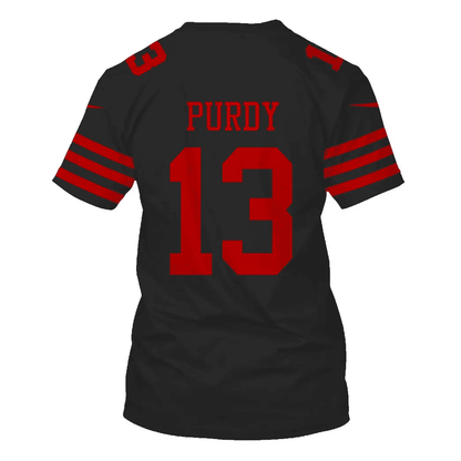 Brock Purdy 13 San Francisco 49ers All Over Print T-shirt - Black