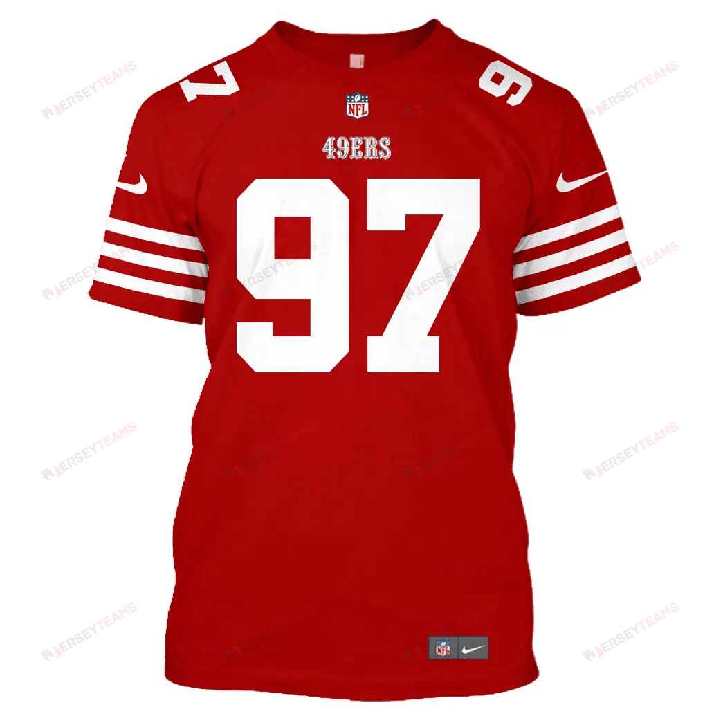 Nick Bosa 97 San Francisco 49ers Home All Over Print T-shirt - Scarlet