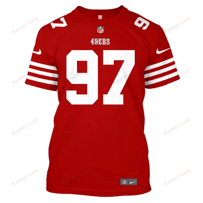 Nick Bosa 97 San Francisco 49ers Home All Over Print T-shirt - Scarlet