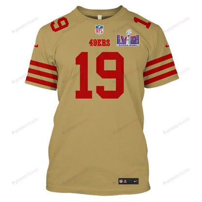 Deebo Samuel 19 San Francisco 49ers Super Bowl LVIII All Over Print T-shirt - Gold