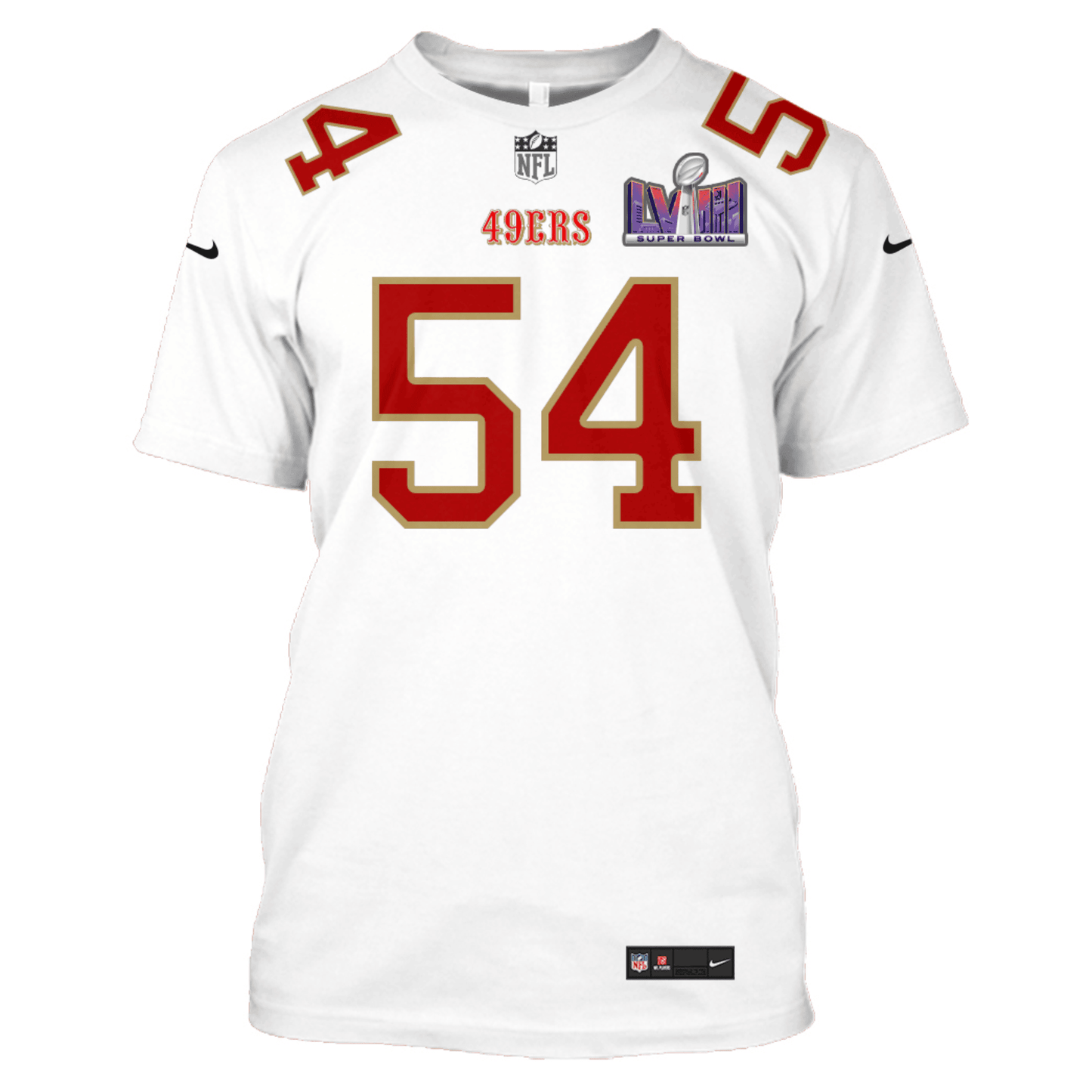 Fred Warner 54 San Francisco 49ers Super Bowl LVIII All Over Print T-shirt - White