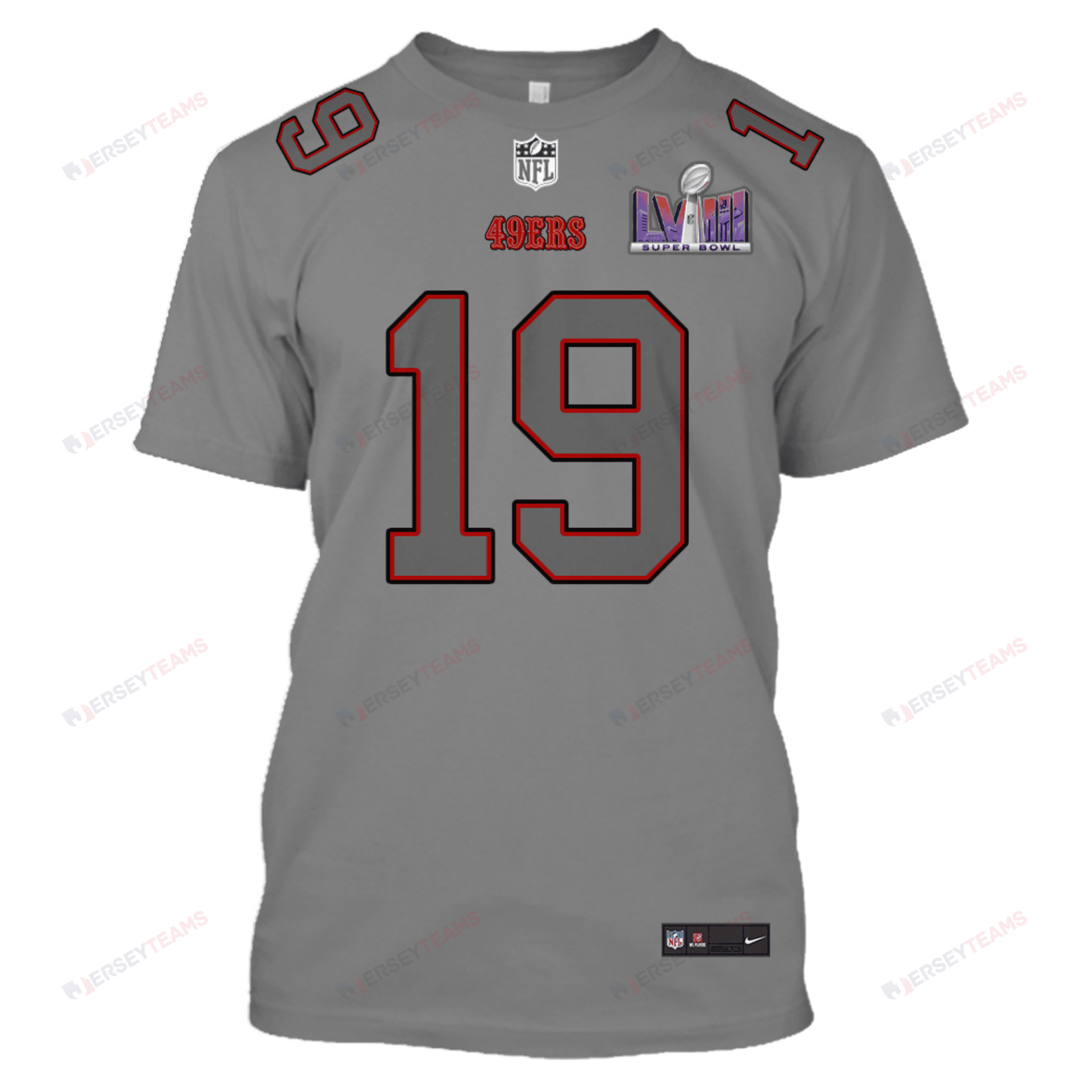 Deebo Samuel 19 San Francisco 49ers Super Bowl LVIII All Over Print T-shirt - Gray