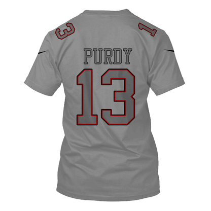 Brock Purdy 13 San Francisco 49ers Super Bowl LVIII All Over Print T-shirt - Gray