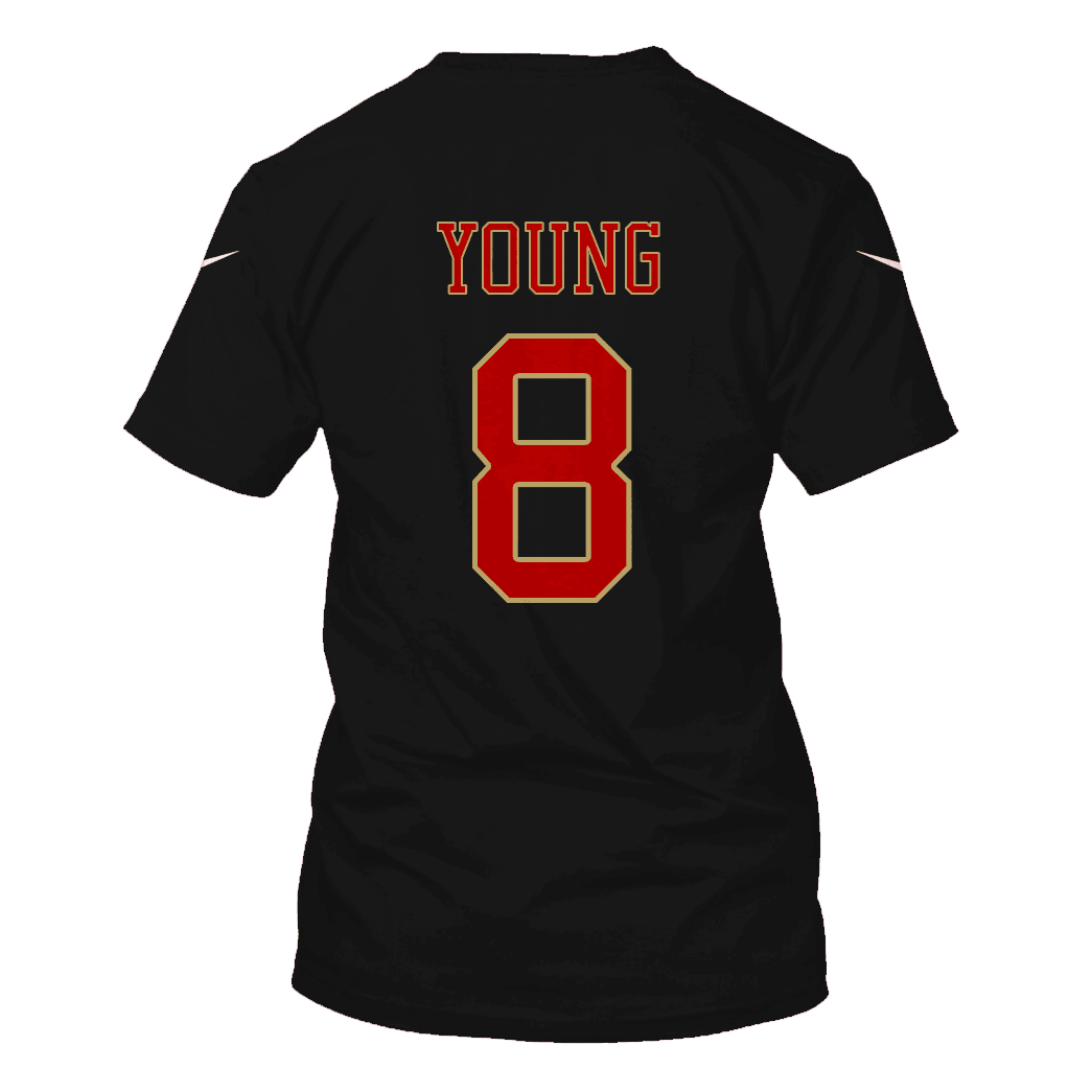 Steve Young 8 San Francisco 49ers Super Bowl LVIII All Over Print T-shirt - Black