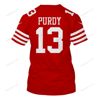 Brock Purdy 13 San Francisco 49ers Super Bowl LVIII All Over Print T-shirt - Scarlet