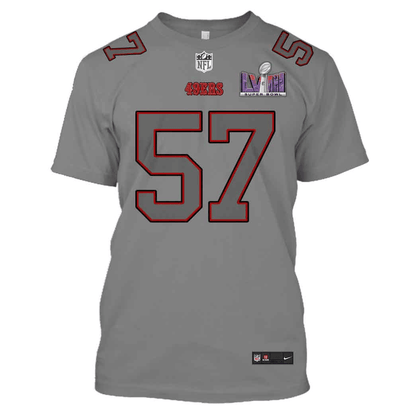 Dre Greenlaw 57 San Francisco 49ers Super Bowl LVIII All Over Print T-shirt - Gray