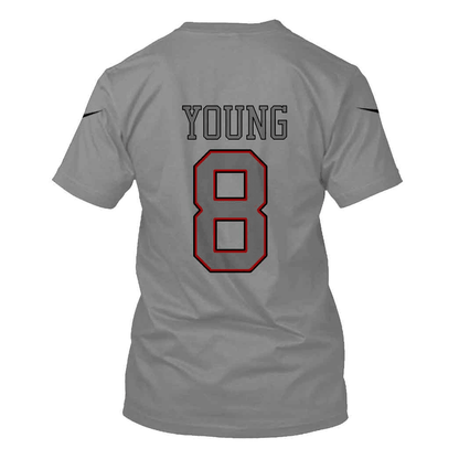 Steve Young 8 San Francisco 49ers Super Bowl LVIII All Over Print T-shirt - Gray