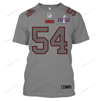 Fred Warner 54 San Francisco 49ers Super Bowl LVIII All Over Print T-shirt - Gray