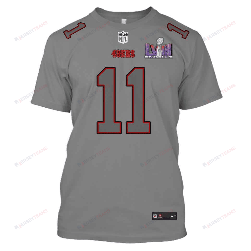 Brandon Aiyuk 11 San Francisco 49ers Super Bowl LVIII All Over Print T-shirt - Gray