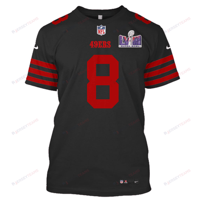 Steve Young 8 San Francisco 49ers Super Bowl LVIII All Over Print T-shirt - Black
