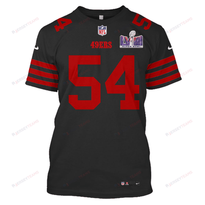 Fred Warner 54 San Francisco 49ers Super Bowl LVIII All Over Print T-shirt - Black
