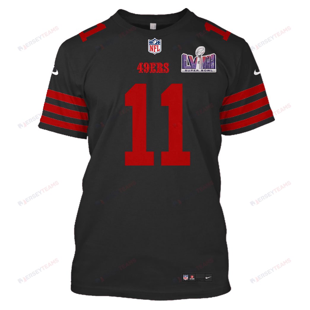 Brandon Aiyuk 11 San Francisco 49ers Super Bowl LVIII All Over Print T-shirt - Black