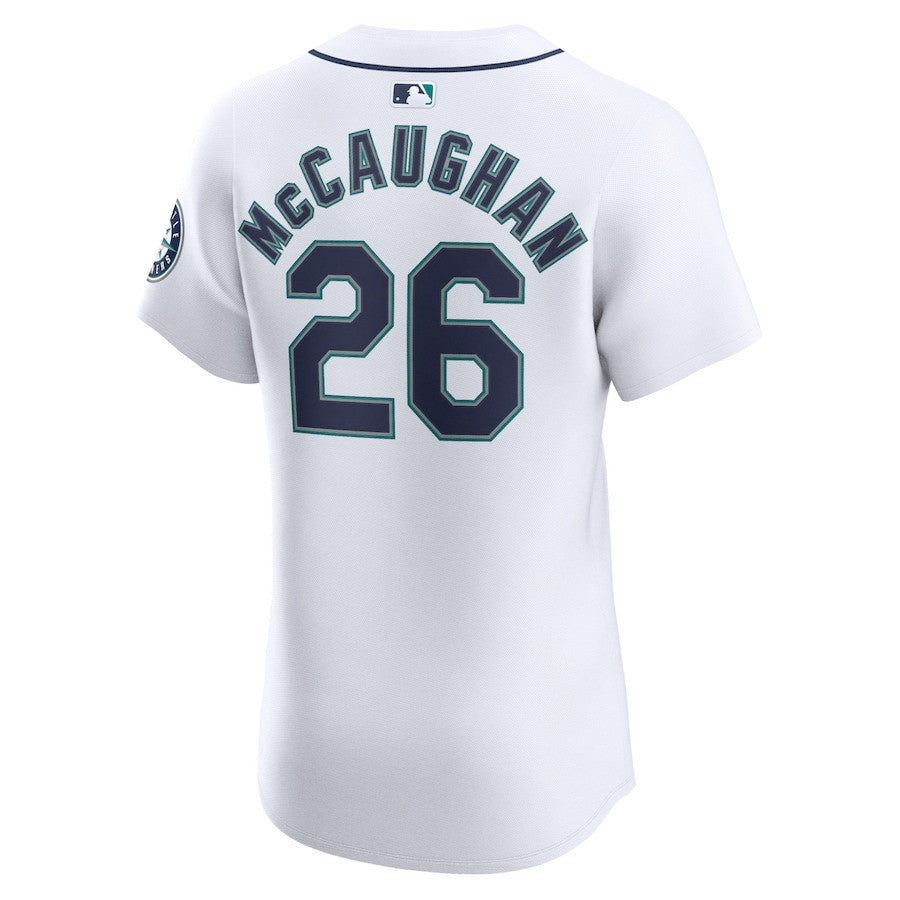 Darren McCaughan 26 Seattle Mariners Home Elite Player Men Jersey - White
