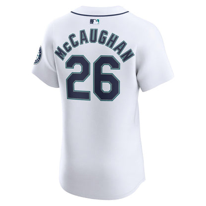 Darren McCaughan 26 Seattle Mariners Home Elite Player Men Jersey - White
