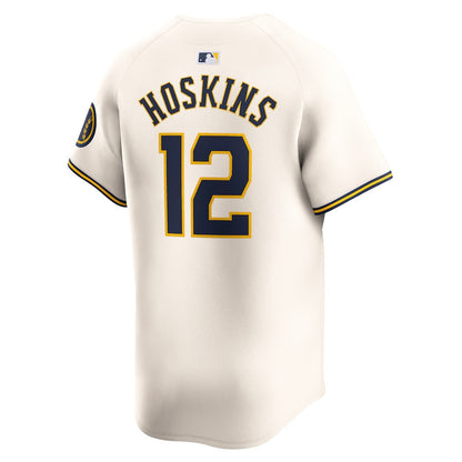 Rhys Hoskins 12 Milwaukee Brewers Home Limited Player Men Jersey - Cream