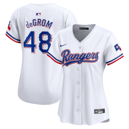 Jacob deGrom 48 Texas Rangers Women Home Limited Player Jersey - White