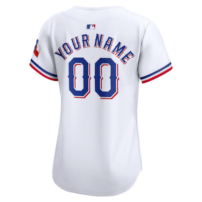 Texas Rangers Women Home Limited Player Custom Jersey - White