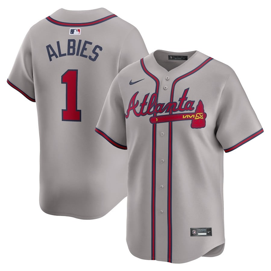 Ozzie Albies 1 Atlanta Braves Away Limited Player Men Jersey - Gray