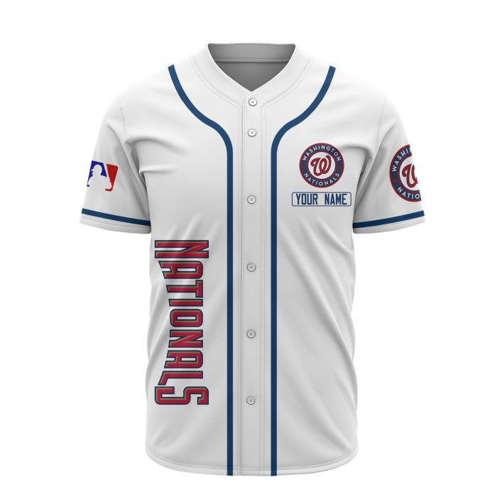 Washington Nationals Custom Name Baseball Jersey - White