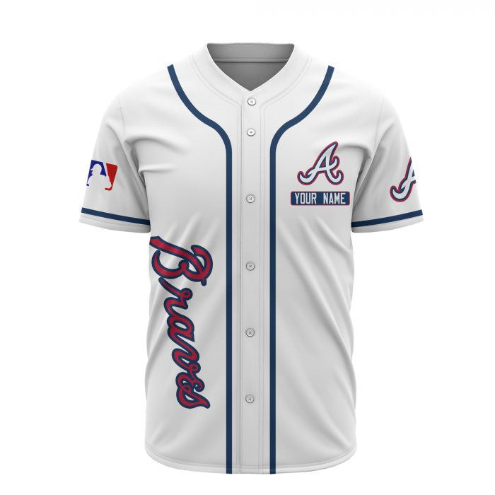 Atlanta Braves Custom Name Baseball Jersey - White