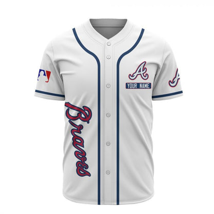 Atlanta Braves Custom Name Baseball Jersey - White
