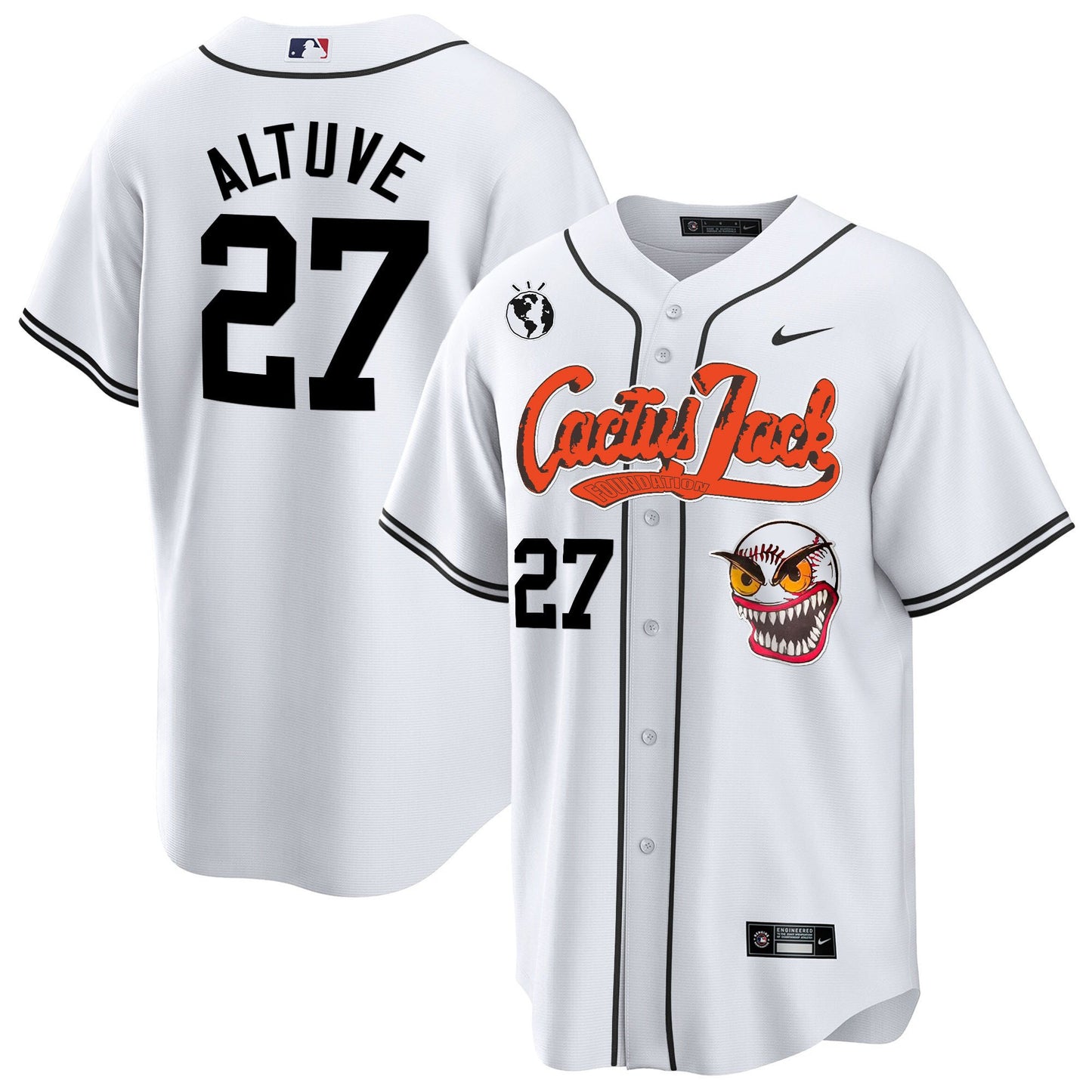 Jose Altuve 27 Houston Astros Cactus Jack White Jersey - Men