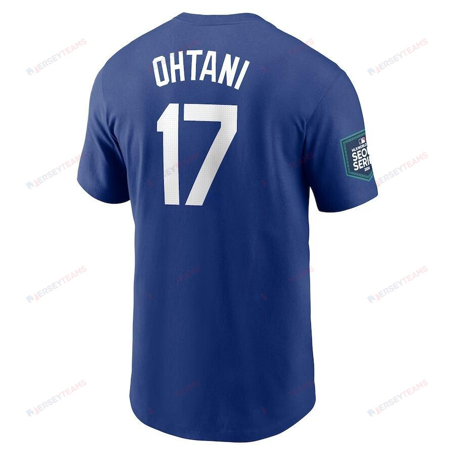 Shohei Ohtani Los Angeles Dodgers 2024 MLB World Tour Seoul Series Name & Number T-Shirt - Royal