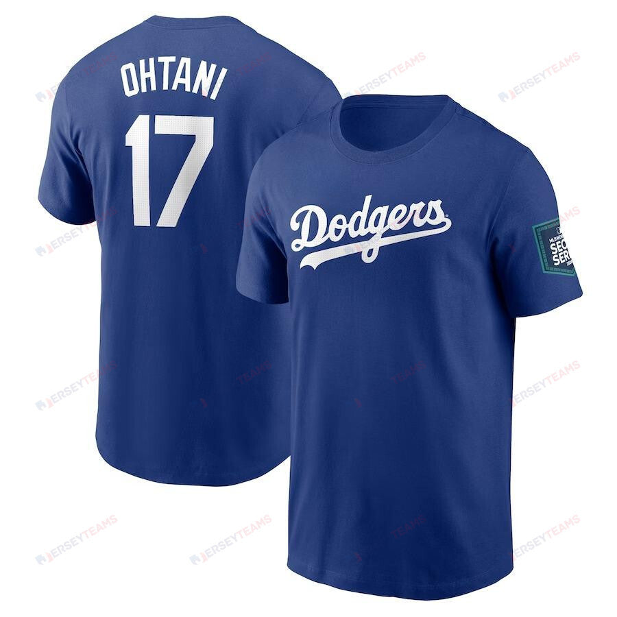 Shohei Ohtani Los Angeles Dodgers 2024 MLB World Tour Seoul Series Name & Number T-Shirt - Royal