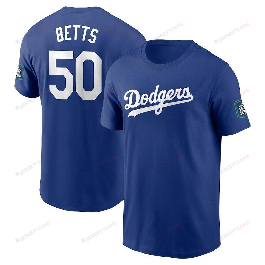 Mookie Betts Los Angeles Dodgers 2024 MLB World Tour Seoul Series Name & Number T-Shirt - Royal