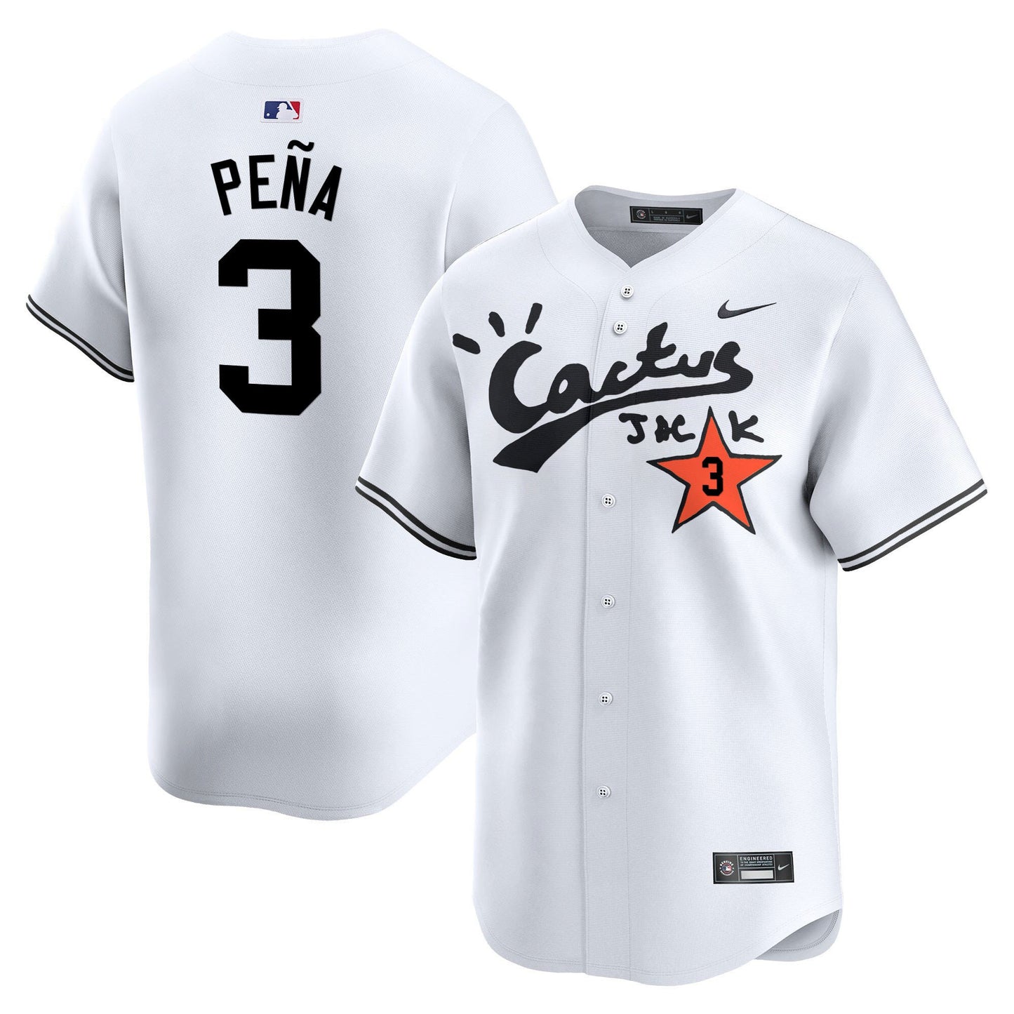 Jeremy Pena 3 Houston Astros Cactus Jack White Jersey V2 - Men