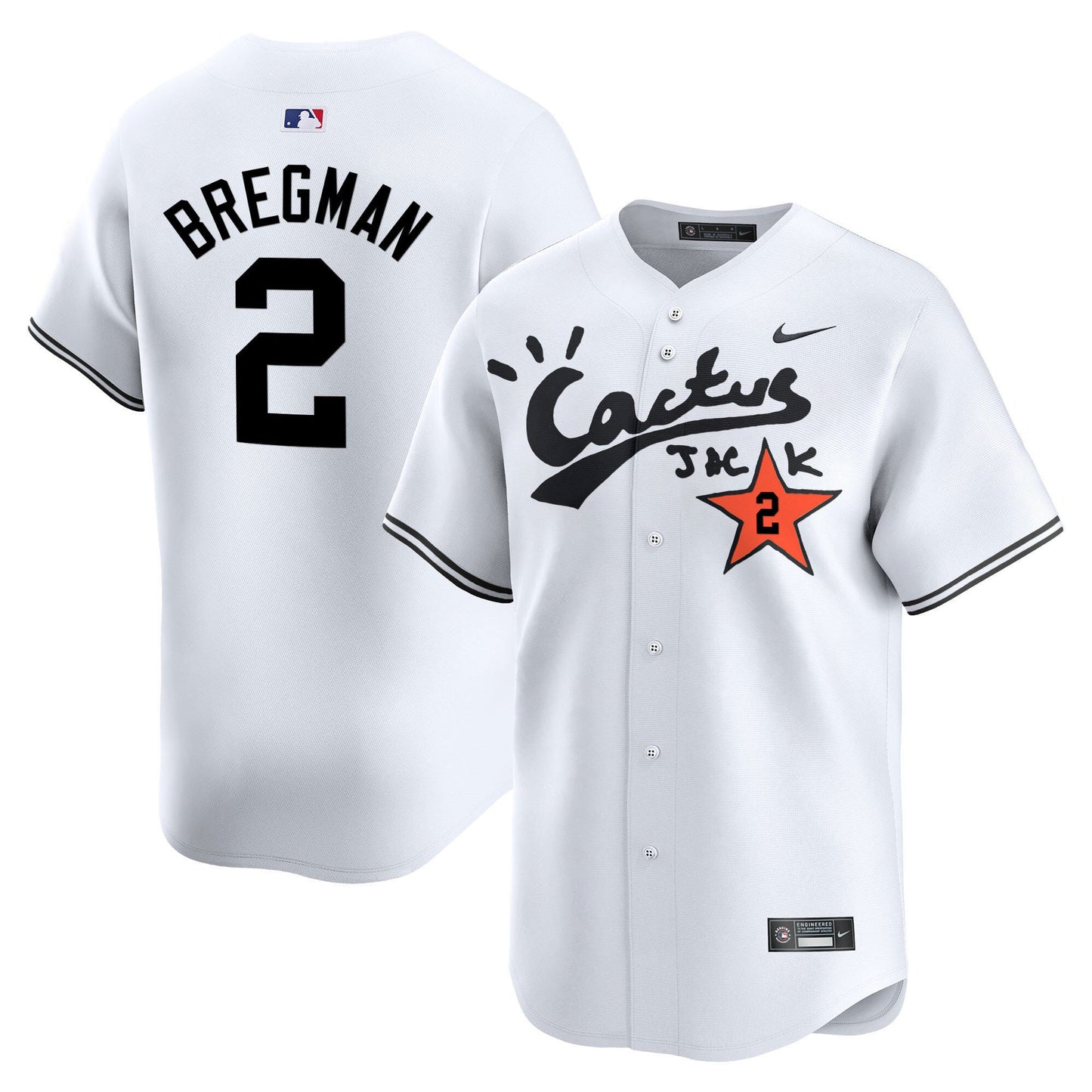 Alex Bregman 2 Houston Astros Cactus Jack White Jersey V2 - Men