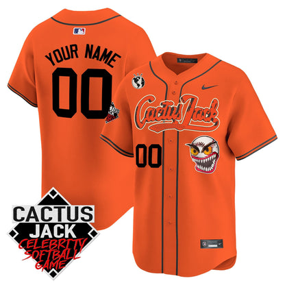 Houston Astros Cactus Jack Celebrity Softball Game Patch Custom Men Jersey - Orange