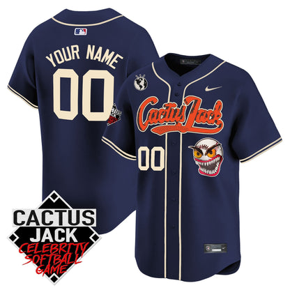 Houston Astros Cactus Jack Celebrity Softball Game Patch Custom Men Jersey - Navy