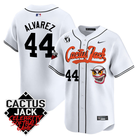 Yordan Álvarez 44 Houston Astros Cactus Jack Celebrity Softball Game Patch Men Jersey - White