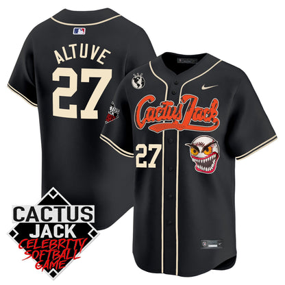 José Altuve 27 Houston Astros Cactus Jack Celebrity Softball Game Patch Men Jersey - Black