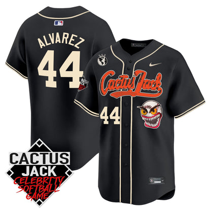 Yordan Álvarez 44 Houston Astros Cactus Jack Celebrity Softball Game Patch Men Jersey - Black
